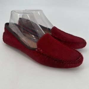 Patricia Green Red Camel Hair Jillian Driving Loafers Flats Size 9.5